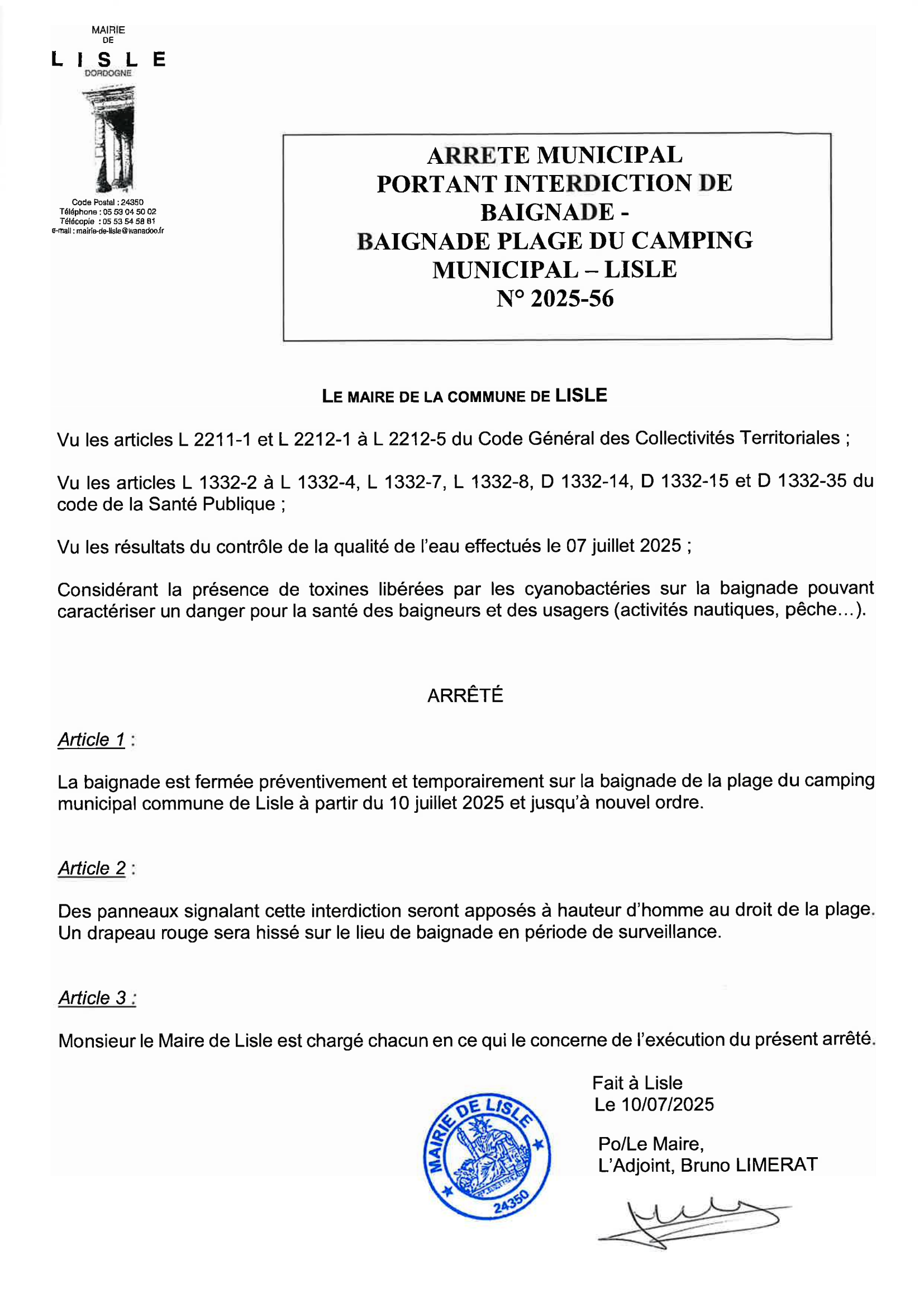 ARRETEAFFICHAGE BAIGNADE Page 1